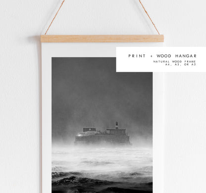 Spitbank Fort - Photography Print - Portsmouth and Southsea Prints - Wall Art -  Frame and Canvas Options - Portrait - BW