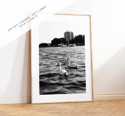 Canoe Lake Print - Photography Print - Portsmouth and Southsea Prints - Wall Art -  Frame and Canvas Options - Portrait - BW