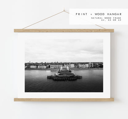 South Parade Pier - Photography Print - Portsmouth and Southsea Prints - Wall Art -  Frame and Canvas Options - Landscape - BW - Aerial