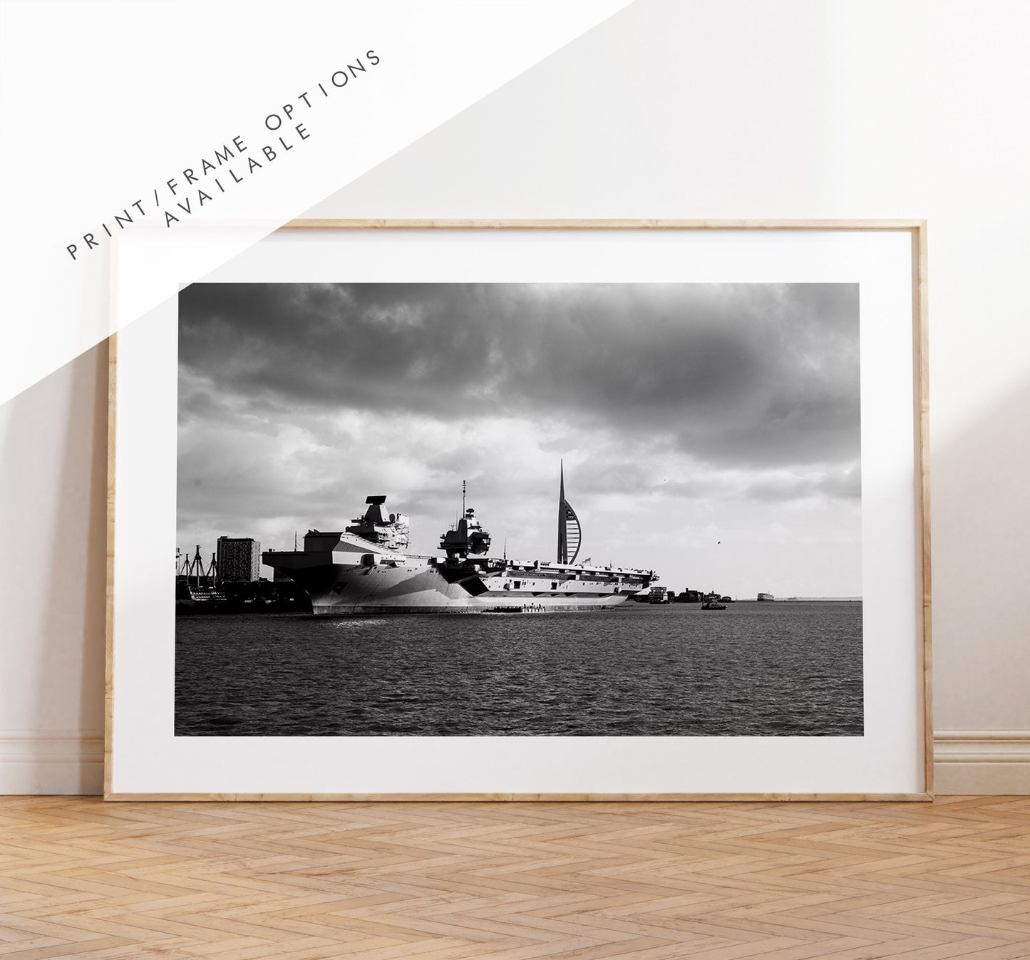 HMS Queen Elizabeth - Photography Print - Portsmouth and Southsea Prints - Wall Art -  Frame and Canvas Options - Landscape - BW