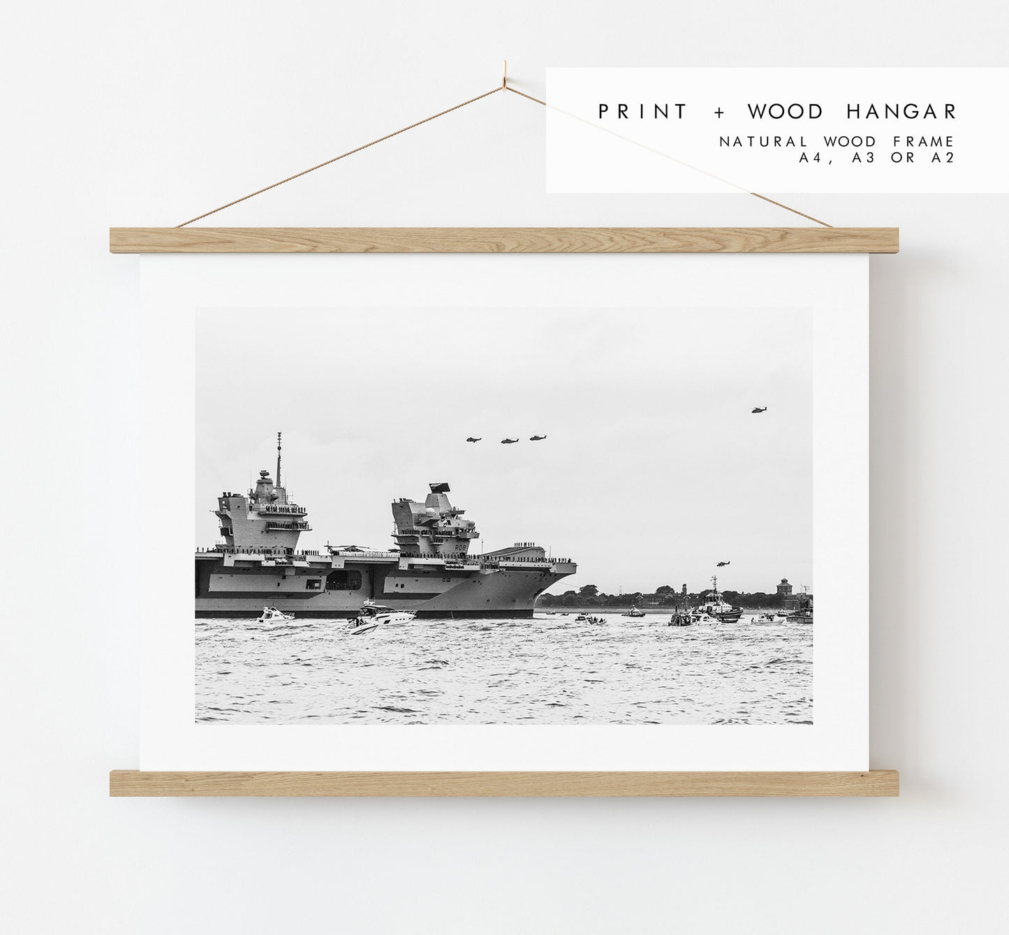 HMS Queen Elizabeth - Photography Print - Portsmouth and Southsea Prints - Wall Art -  Frame and Canvas Options - Landscape - BW