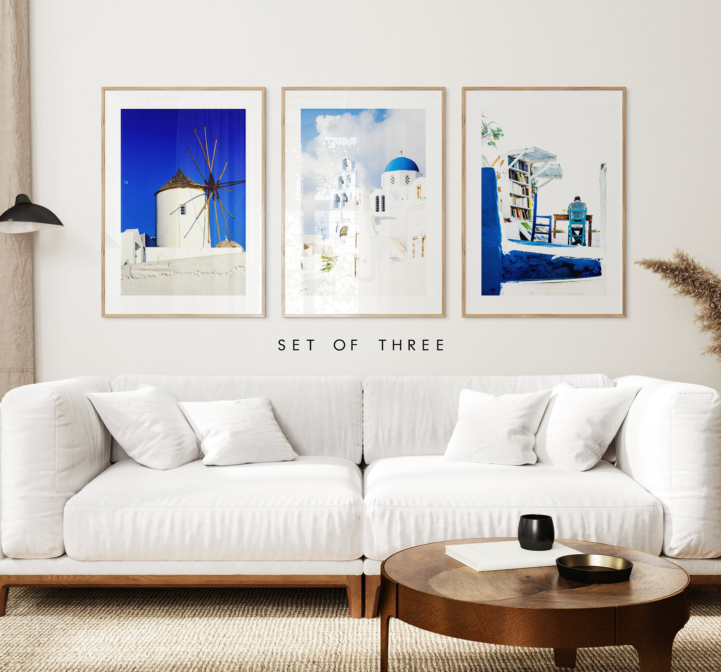 Greece Photography Print Set - Print Set of Three - Blue Wall Art - Blue Living Room Art - Bold Blue - Kitchen Print Set - Contemporary Art