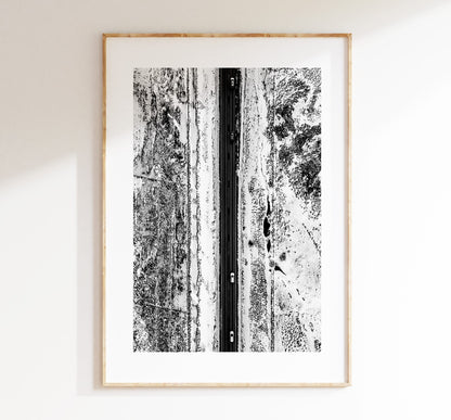 Icelandic Roads - Iceland Photography Print - Iceland Wall Art - Iceland Poster - Aerial Photography - Black and White Photography - Snowy