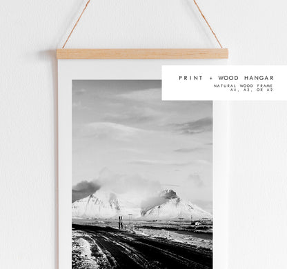 Icelandic Mountains - Iceland Photography Print - Iceland Wall Art - Iceland Poster - Black and White Photography - Mountain Wall Art - Gift