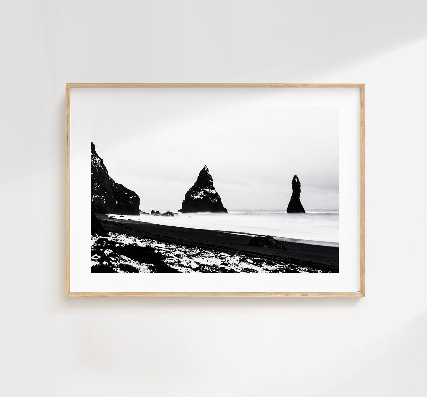 Reynisfjara Beach - Iceland Photography Print - Iceland Wall Art - Iceland Poster - Black and White Photography - Landscape Beach Print