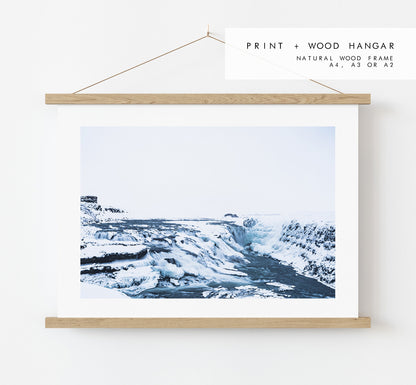 Gullfoss Print - Iceland Photography Print - Iceland Wall Art - Iceland Poster - Landscape - Golden Circle - Frozen Landscape - Winter Print