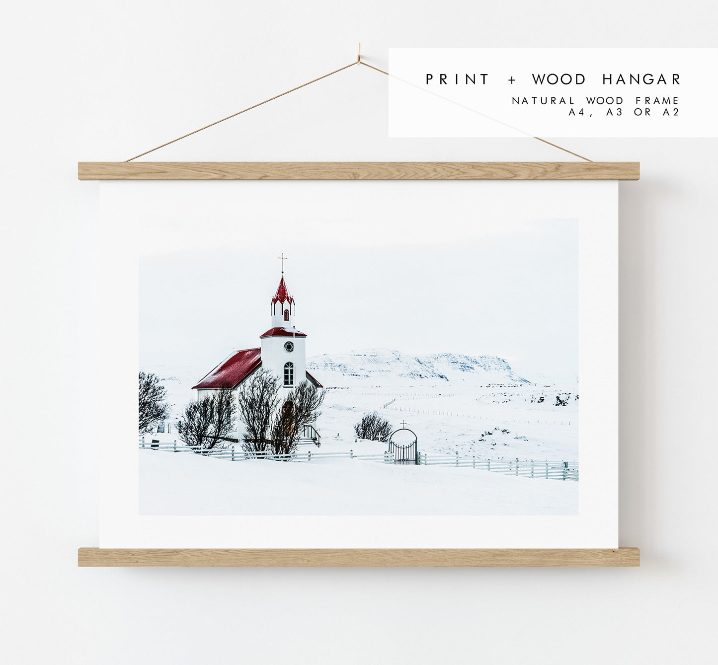 Icelandic Church - Iceland Photography Print - Iceland Wall Art - Iceland Poster - Landscape - Iceland Print - Contemporary - Winter - Snow