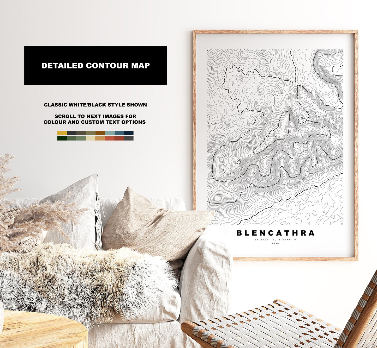 Blencathra Print - Contour Map -  Blencathra Lake District Map - Lake District - Topographic Map - Print - Poster - Wall Art - Topography