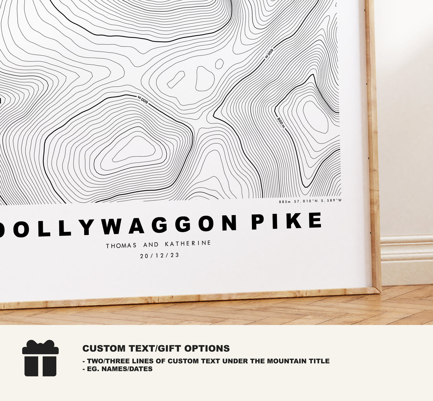 Dollywaggon Pike Print - Contour Map -  Dollywagon Lake District Map - Lake District - Topographic Map - Print - Poster - Wall Art