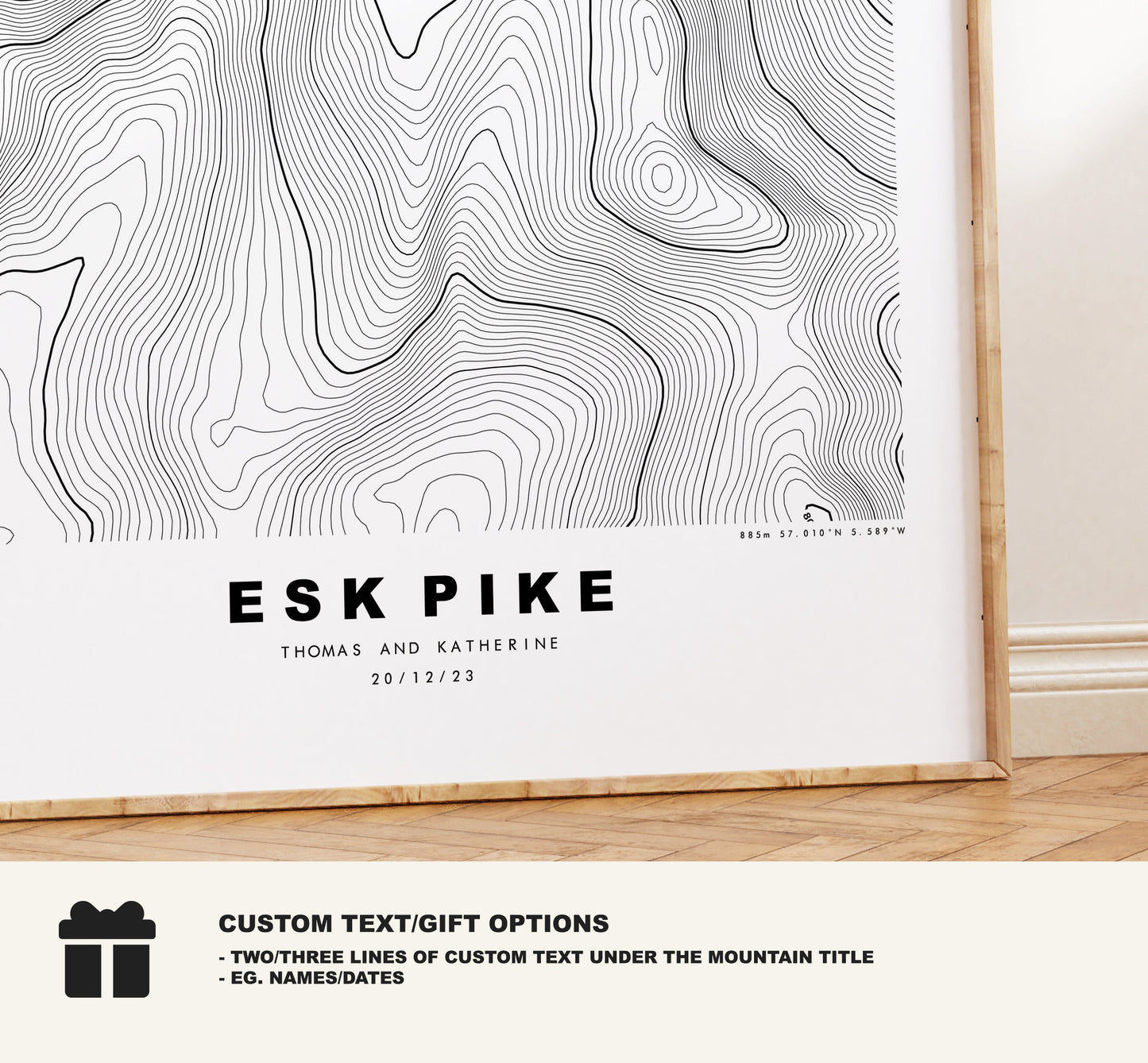 Esk Pike Print - Contour Map -  Esk Pike Lake District Map - Lake District - Topographic Map - Print - Poster - Wall Art - Topography