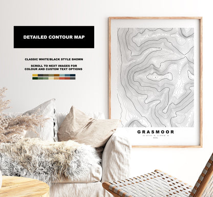 Grasmoor Print - Contour Map -  Grasmoor Lake District Map - Lake District - Topographic Map - Print - Poster - Wall Art - Topography