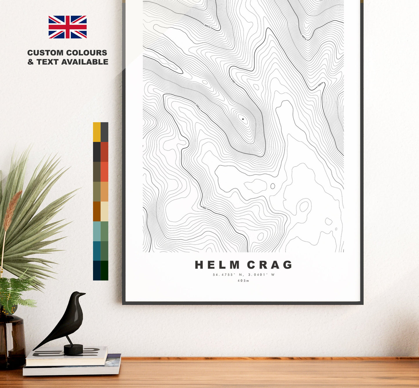 Helm Crag Print - Contour Map -  Lion and the Lamb Lake District Map - Lake District - Topographic Map - Print - Poster - Wall Art