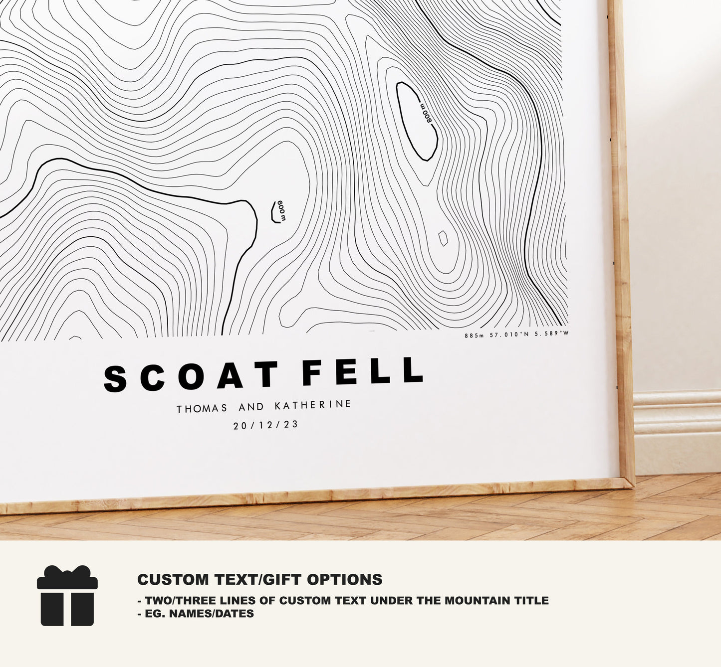 Scoat Fell Print - Contour Map -  Scoat Fell Lake District Map - Lake District - Topographic Map - Print - Poster - Wall Art - Topography