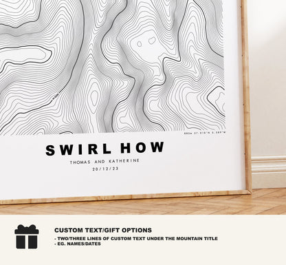 Swirl How Print - Contour Map -  Swirl How Lake District Map - Lake District - Topographic Map - Print - Poster - Wall Art - Topography