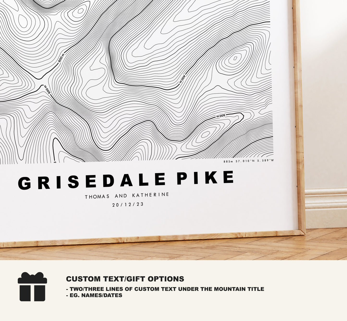 Grisedale Pike Print - Contour Map -  Grisedale Pike Lake District Map - Lake District - Topographic Map - Print - Poster - Wall Art