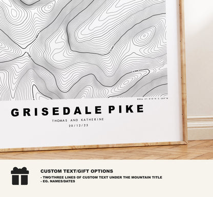 Grisedale Pike Print - Contour Map -  Grisedale Pike Lake District Map - Lake District - Topographic Map - Print - Poster - Wall Art