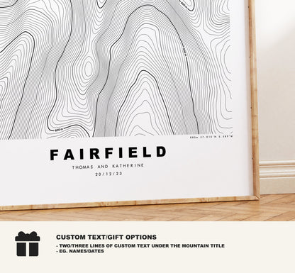 Fairfield Print - Contour Map -  Fairfield Peak Lake District Map - Lake District - Topographic Map - Print - Poster - Wall Art - Topography