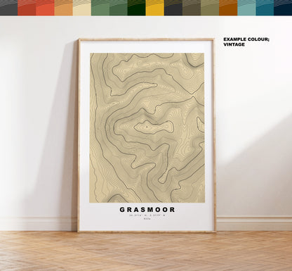 Grasmoor Print - Contour Map -  Grasmoor Lake District Map - Lake District - Topographic Map - Print - Poster - Wall Art - Topography