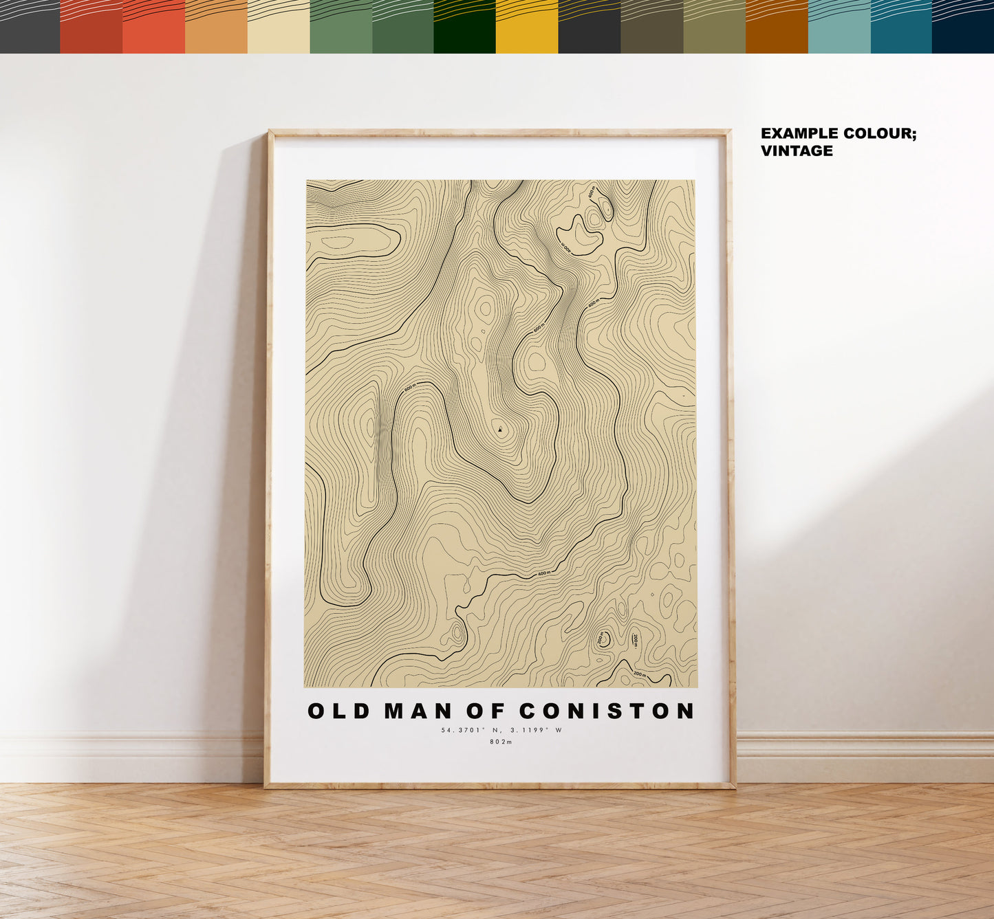 Old Man of Coniston Print - Contour Map - Old Man of Coniston Map - Lake District - Topographic Map - Print - Poster - Wall Art - Topography