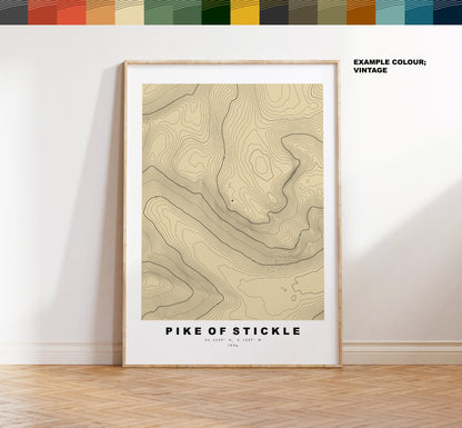 Pike of Stickle Print - Contour Map - Langdale Pikes Map - Lake District - Topographic Map - Print - Poster - Wall Art - Map - Topography