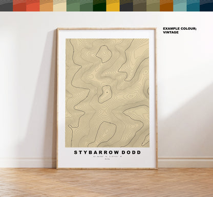 Stybarrow Dodd Print - Contour Map -  Stybarrow Dodd Lake District Map - Lake District - Topographic Map - Print - Poster - Wall Art