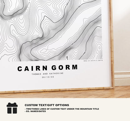 Cairn Gorm Print - Contour Map - Cairn Gorm Poster - Scotland - Topographic Map - Print - Wall Art - Cairn Gorm Map - Munros - Topography