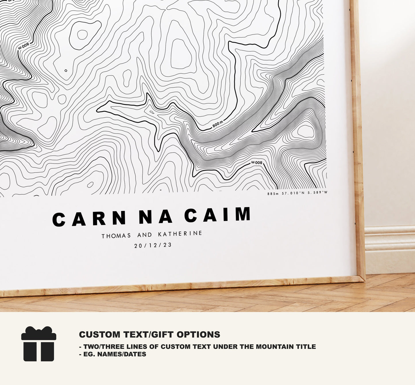 Carn Na Caim Print - Contour Map - Carn Na Caim Poster - Scotland - Topographic Map - Print - Wall Art - Carn Na Caim Map