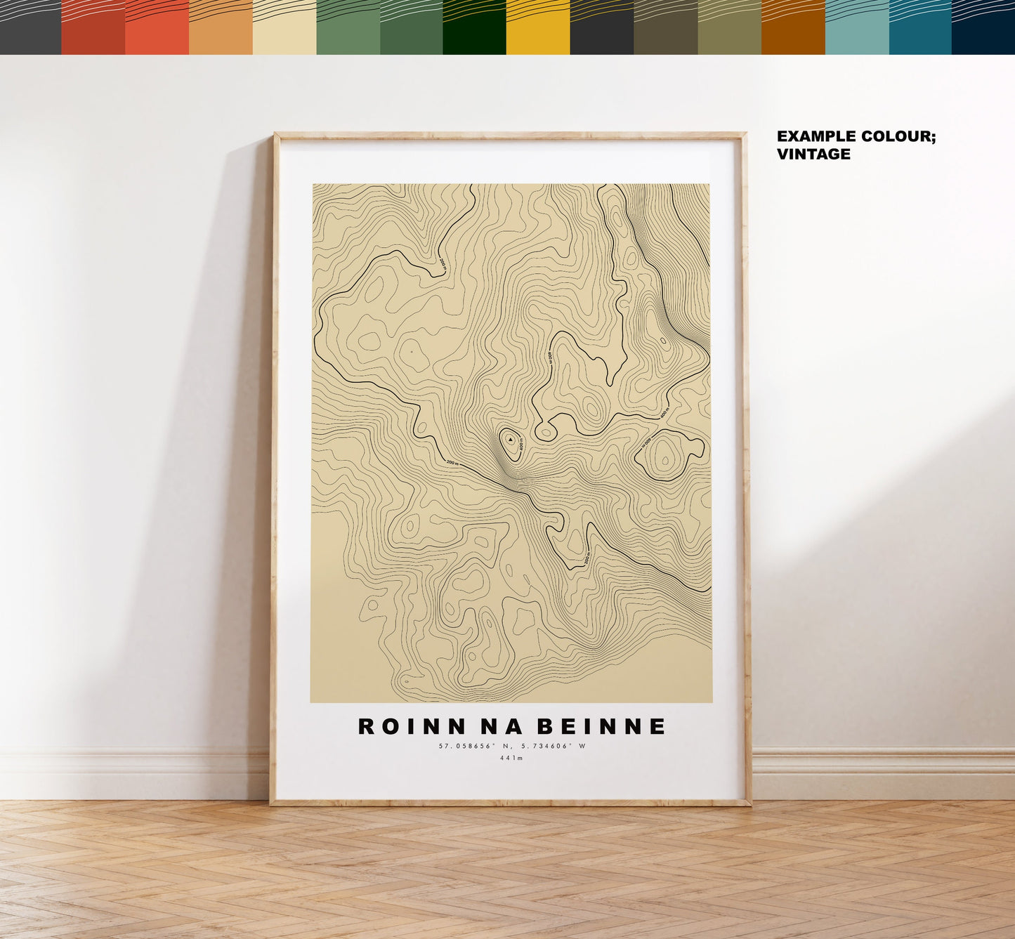 Roinn na Beinne Print - Contour Map - Roinn na Beinne Poster - Scotland - Topographic Map - Print - Wall Art - Roinn na Beinne Map