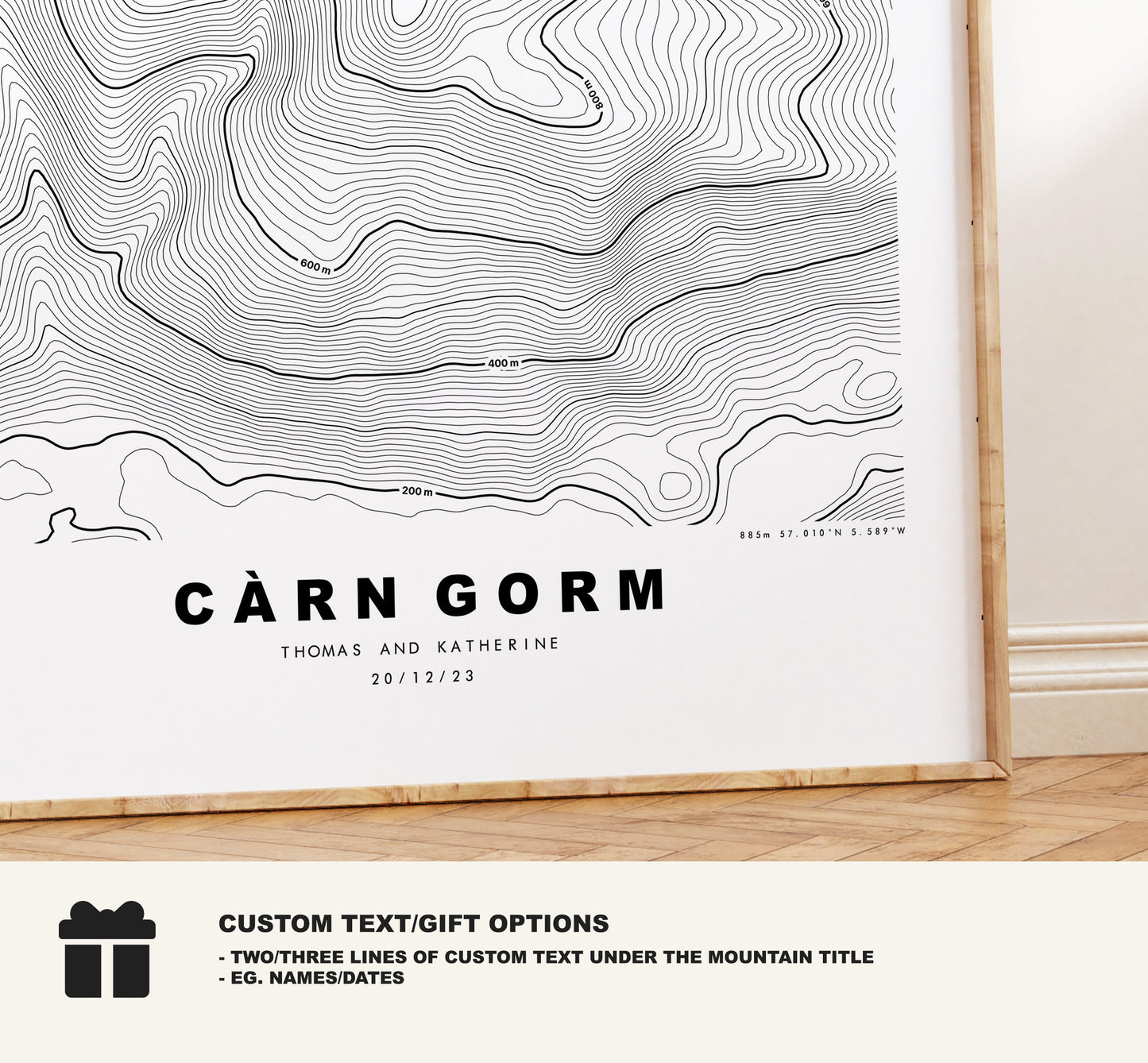 Carn Gorm Print - Contour Map - Carn Gorm Poster - Scotland - Topographic Map - Print - Wall Art - Carn Gorm Map