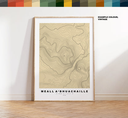 Meall a Bhuachaille Print - Contour Map - Meall a Bhuachaille Poster - Scotland - Topographic Map - Print - Art - Meall a Bhuachaille Map