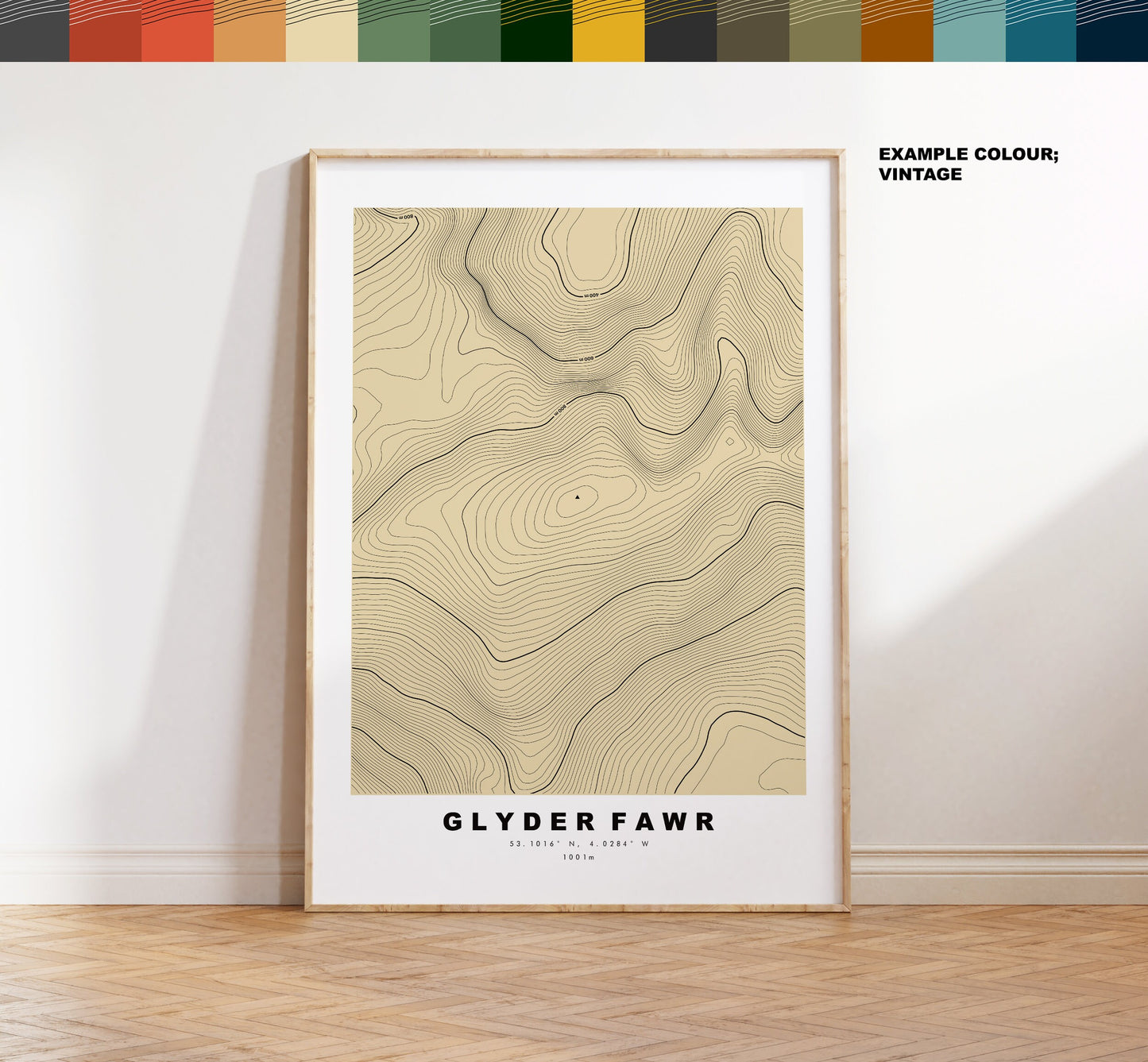 Glyder Fawr Print - Contour Map - Snowdonia - Wales - Topographic Map - Print - Poster - Wall Art - Glyder Fawr Poster - Relief Map