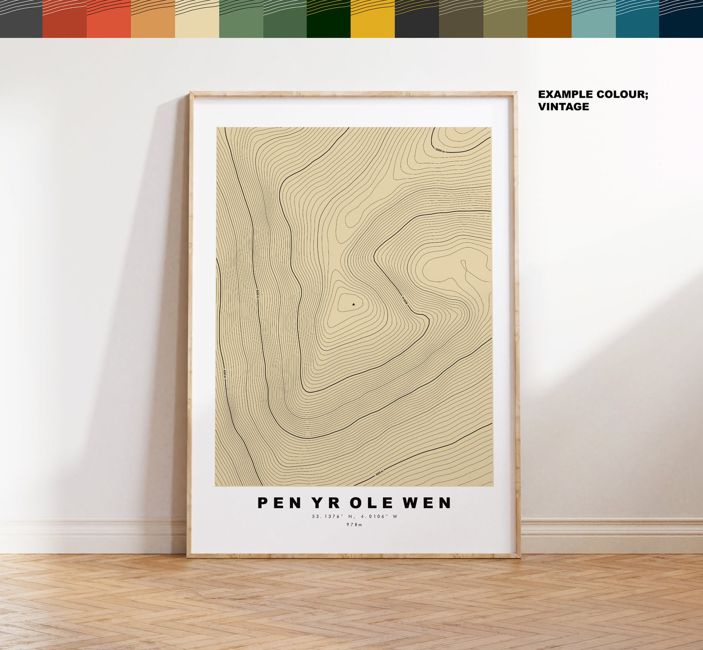 Pen Yr Ole Wen Print - Contour Map - Snowdonia - Wales - Topographic Map - Print - Poster - Wall Art - Pen Yr Ole Wen Poster - Topography