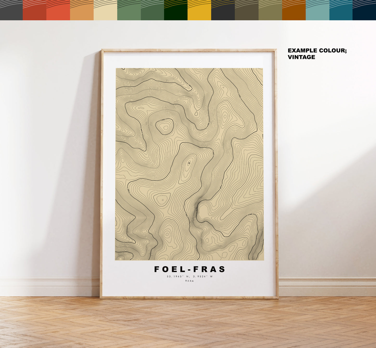 Foel-Fras Print - Contour Map - Snowdonia - Wales - Topographic Map - Print - Poster - Wall Art - Foel-Fras Poster - Relief Map - Topography