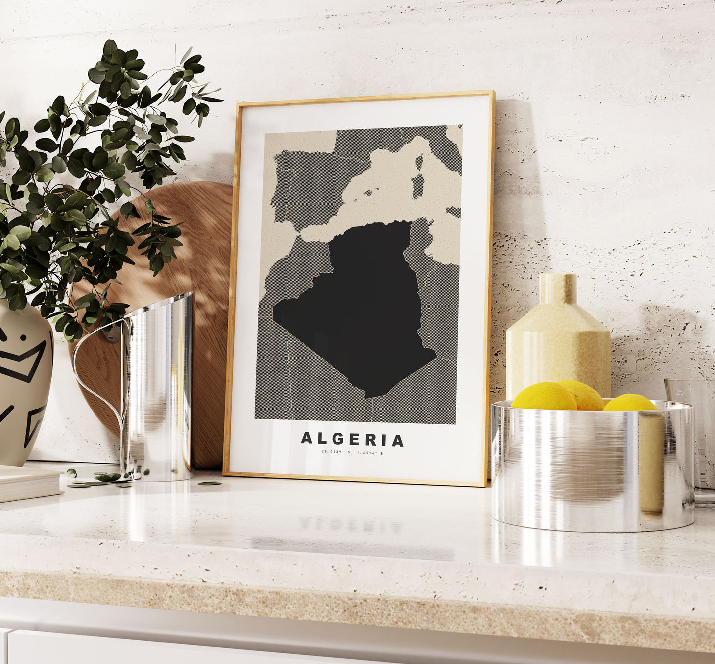 Algeria Map Print - Personalised Map Gift - Framed or Canvas Options Available - Custom Text Options - Personalised Gift - Africa