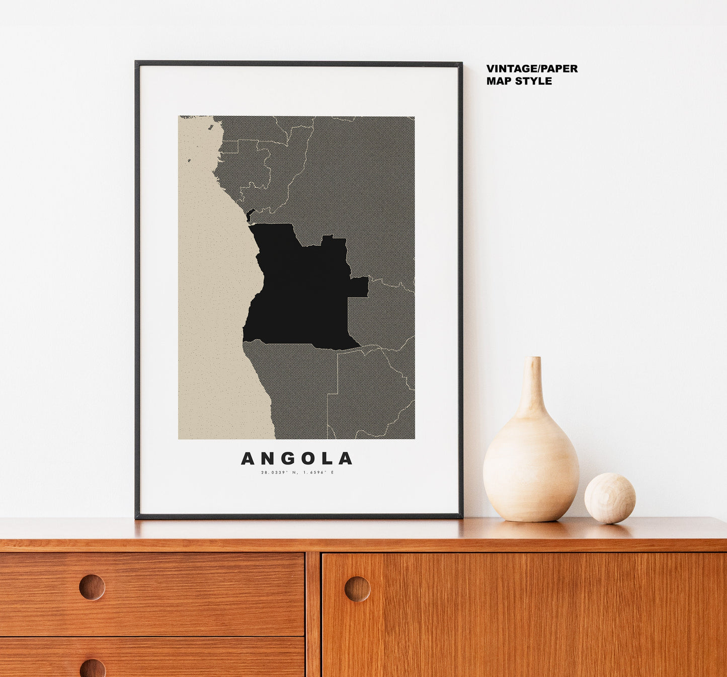 Angola Map Print - Personalised Map Gift - Framed or Canvas Options Available - Custom Text Options - Personalised Gift - Africa