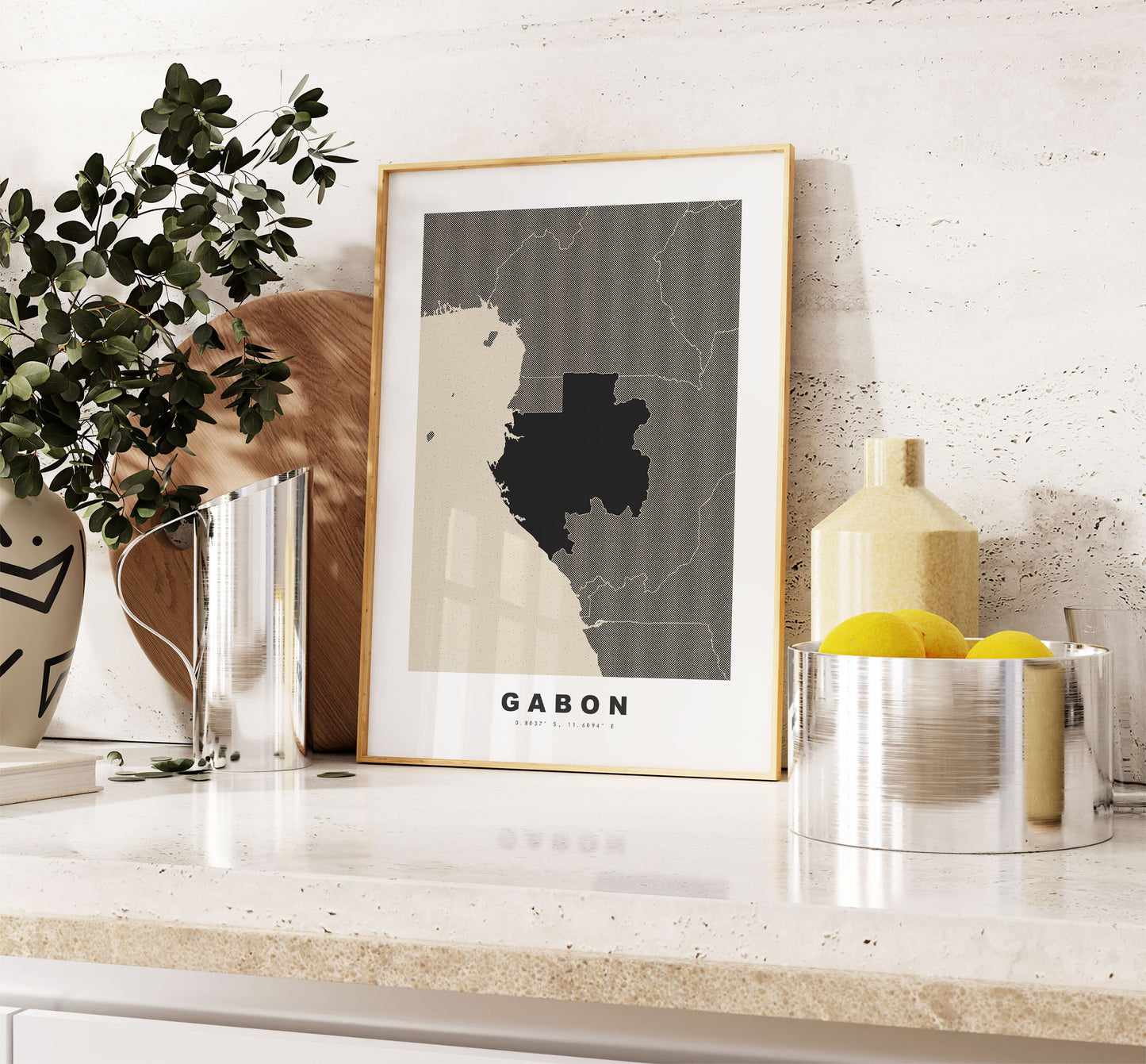 Gabon Map Print - Personalised Map Gift - Framed or Canvas Options Available - Custom Text Options - Personalised Gift - Africa