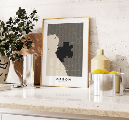 Gabon Map Print - Personalised Map Gift - Framed or Canvas Options Available - Custom Text Options - Personalised Gift - Africa