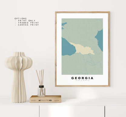 Georgia Map Print - Personalised Map Gift - Framed or Canvas Options Available - Custom Text Options - Personalised Gift - Europe