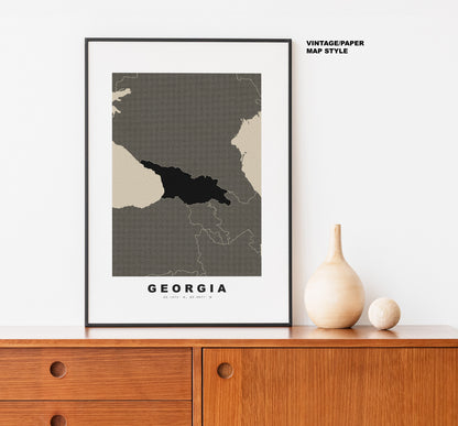 Georgia Map Print - Personalised Map Gift - Framed or Canvas Options Available - Custom Text Options - Personalised Gift - Europe