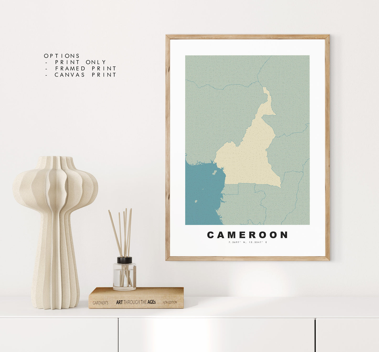 Cameroon Map Print - Personalised Map Gift - Framed or Canvas Options Available - Custom Text Options - Personalised Gift - Africa