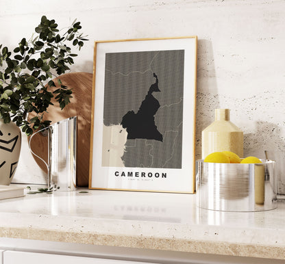 Cameroon Map Print - Personalised Map Gift - Framed or Canvas Options Available - Custom Text Options - Personalised Gift - Africa