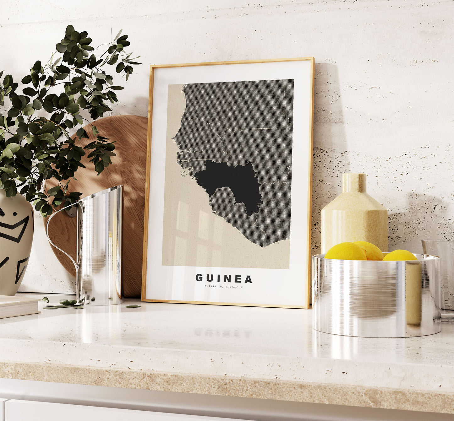 Guinea Map Print - Personalised Map Gift - Framed or Canvas Options Available - Custom Text Options - Personalised Gift - Africa