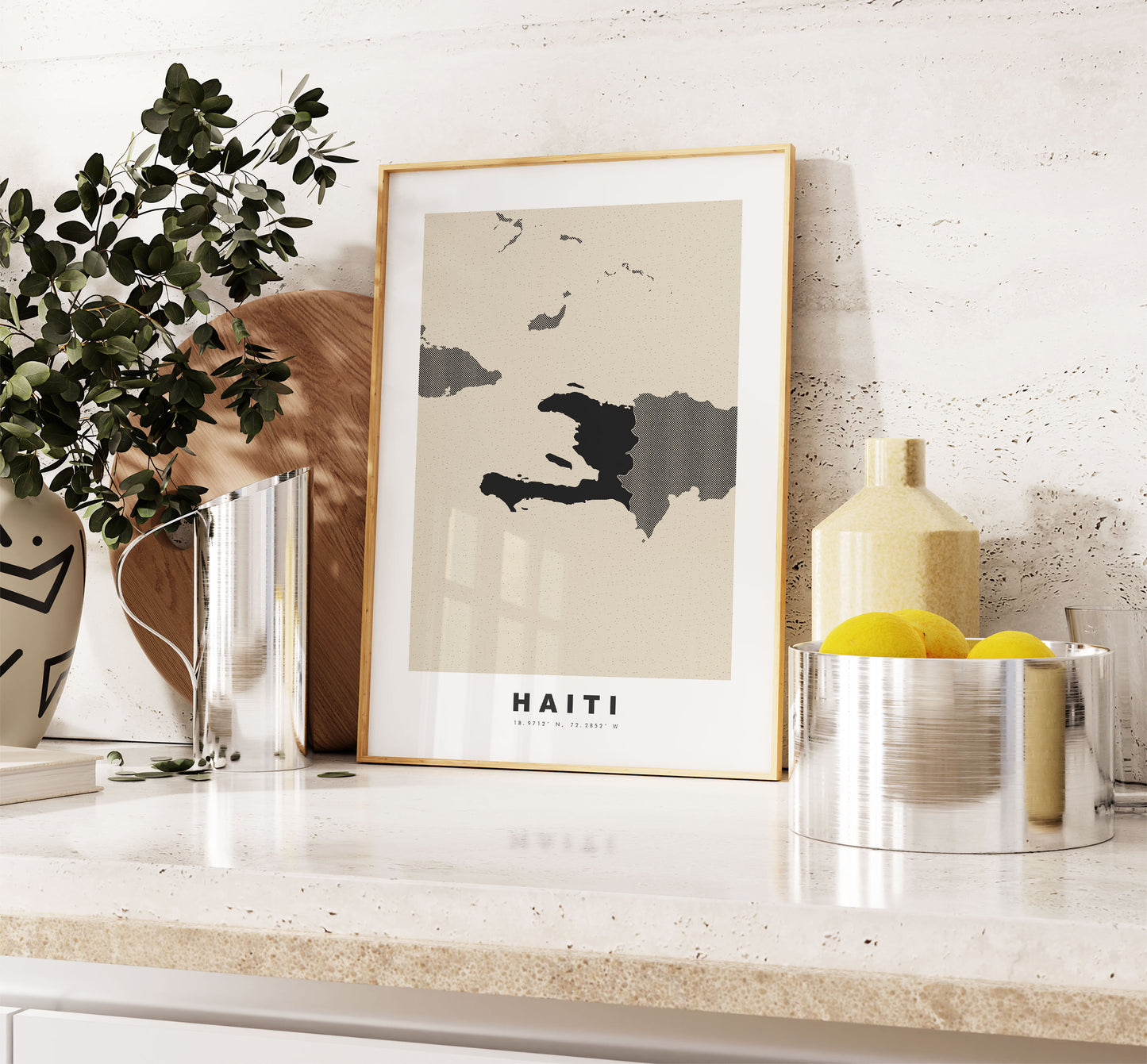 Haiti Map Print - Personalised Map Gift - Framed or Canvas Options Available - Custom Text Options - Personalised Gift - Caribbean