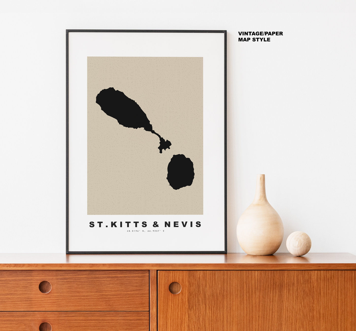 Saint Kitts and Nevis Map Print - Personalised Map Gift - Framed or Canvas Options Available - Custom Text Options - Personalised Gift - Caribbean