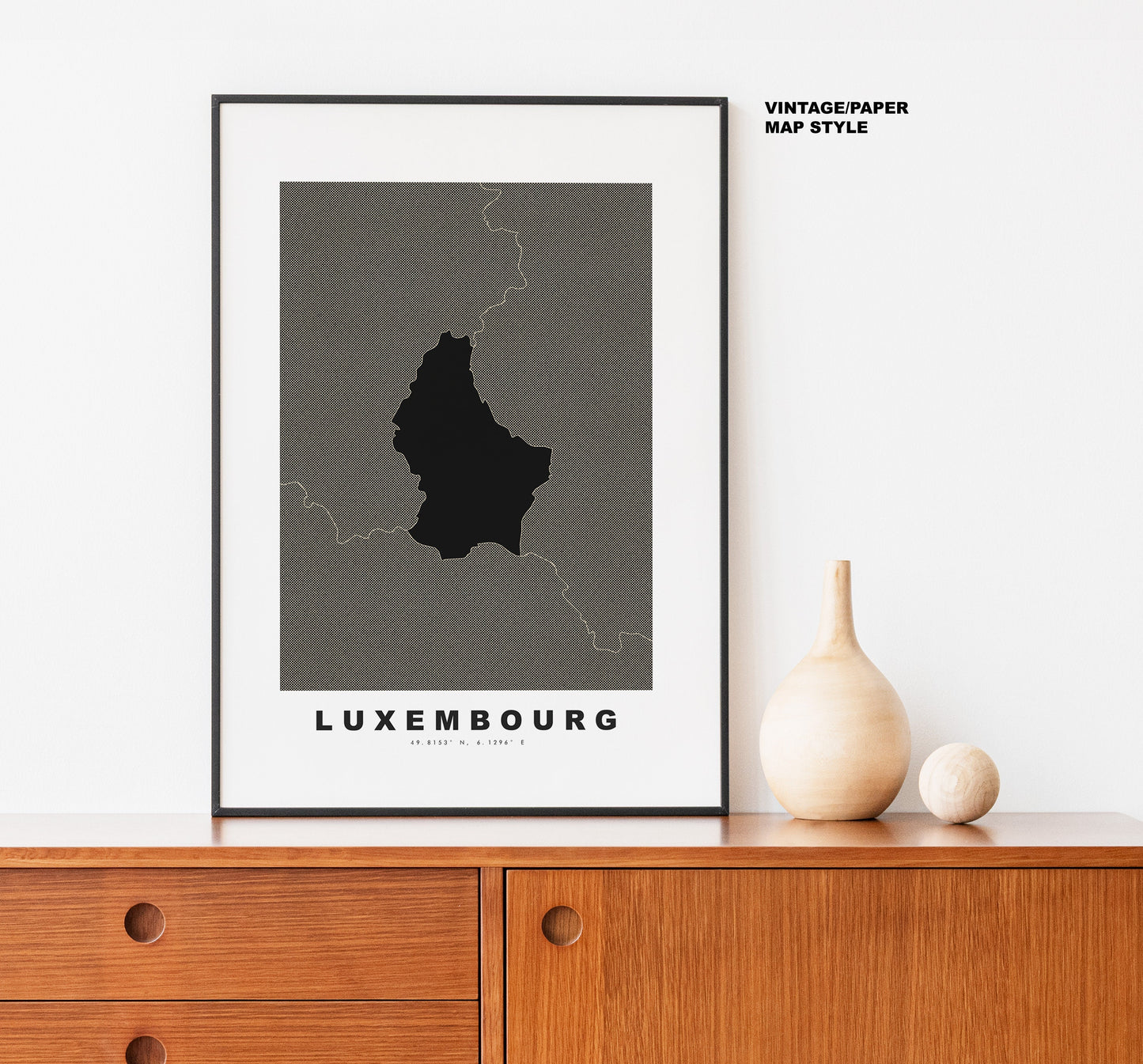 Luxembourg Map Print - Personalised Map Gift - Framed or Canvas Options Available - Custom Text Options - Personalised Gift - Europe