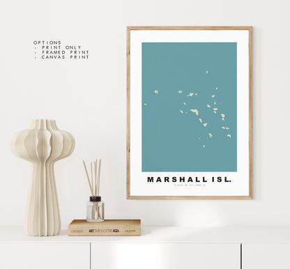 Marshall Islands Map Print - Personalised Map Gift - Framed or Canvas Options Available - Custom Text Options - Personalised Gift - Oceania