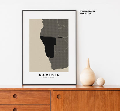 Namibia Map Print - Personalised Map Gift - Framed or Canvas Options Available - Custom Text Options - Personalised Gift - Africa