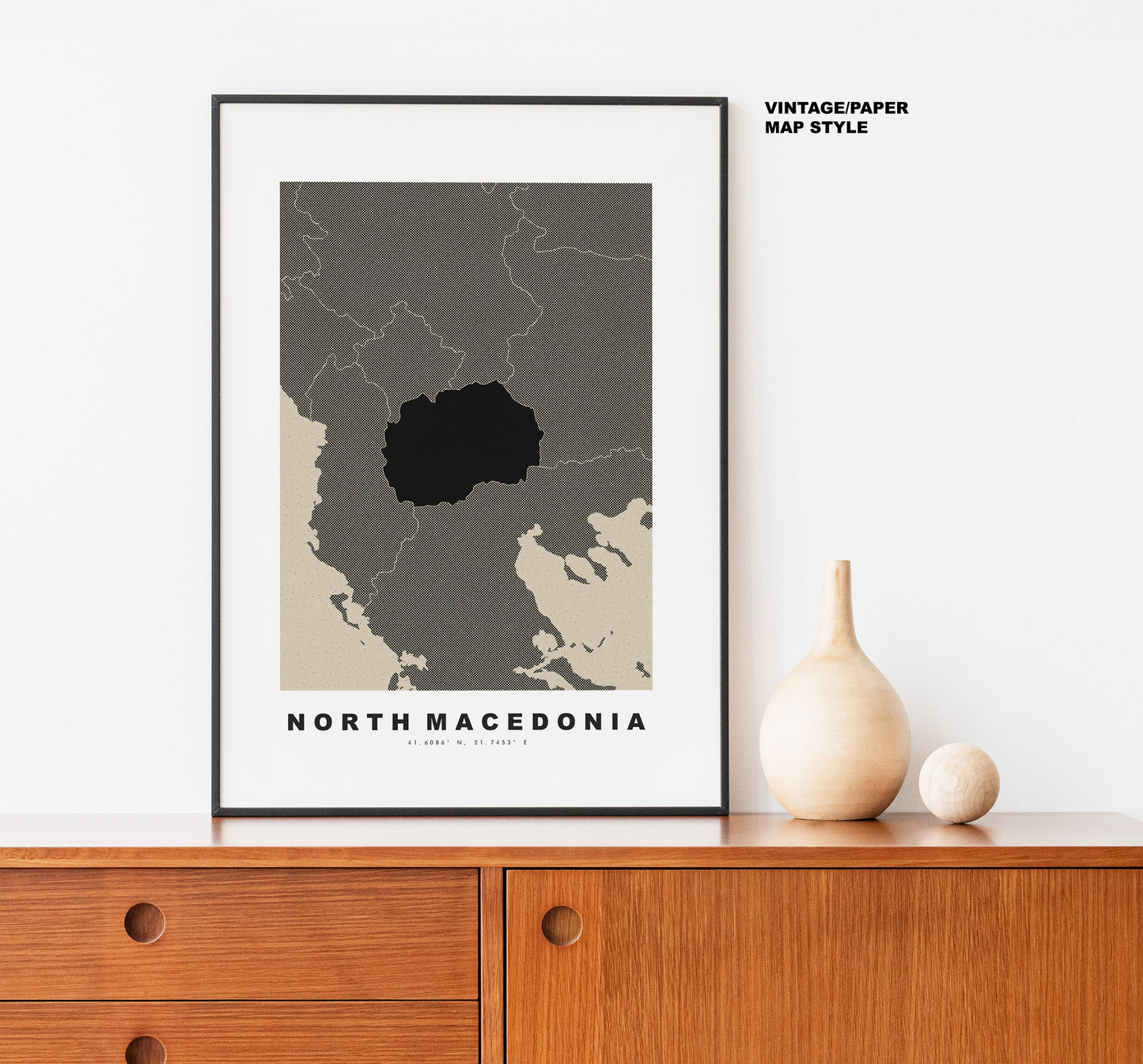 North Macedonia Map Print - Personalised Map Gift - Framed or Canvas Options Available - Custom Text Options - Personalised Gift - Europe