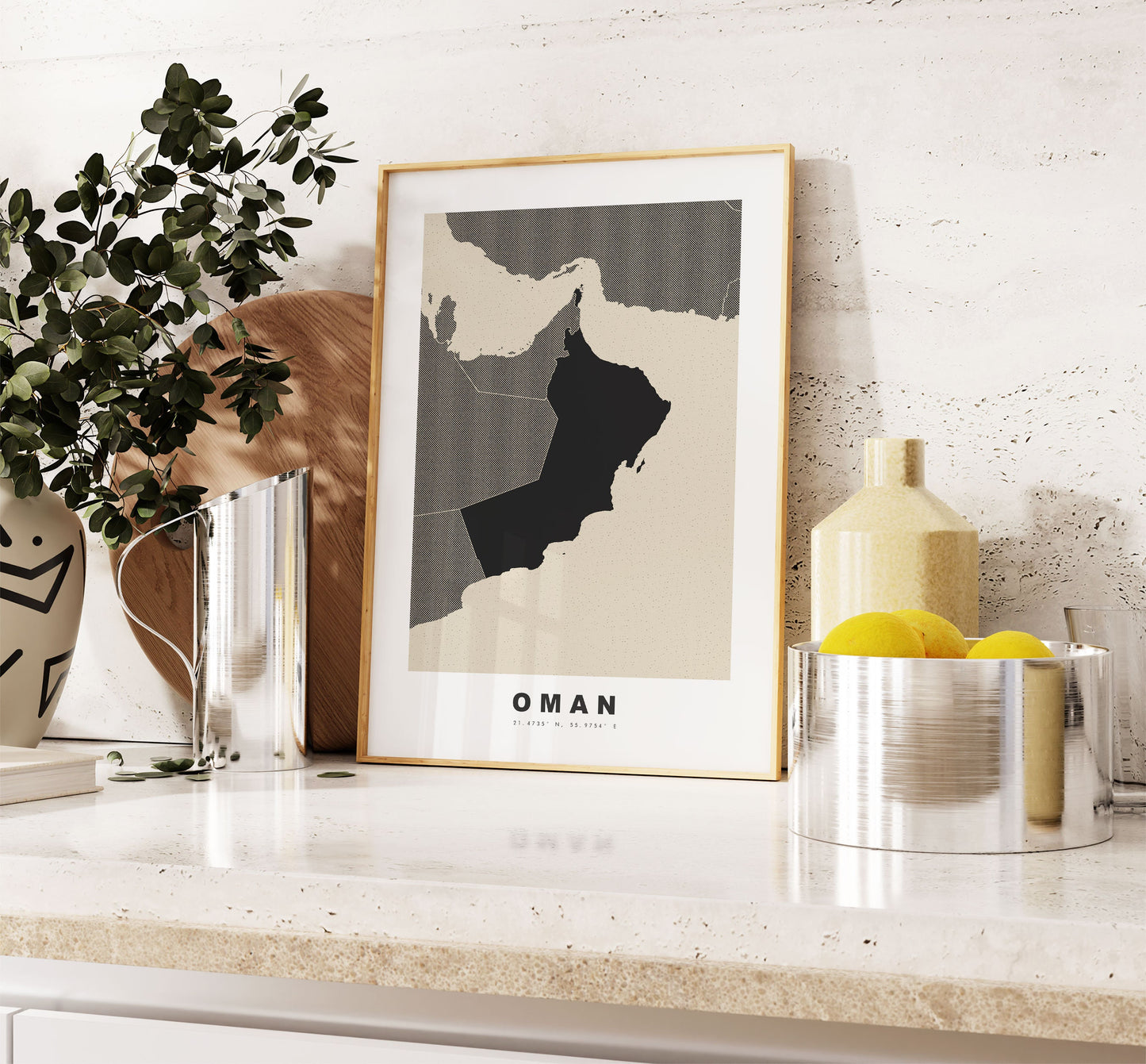 Oman Map Print - Personalised Map Gift - Framed or Canvas Options Available - Custom Text Options - Personalised Gift - Middle East