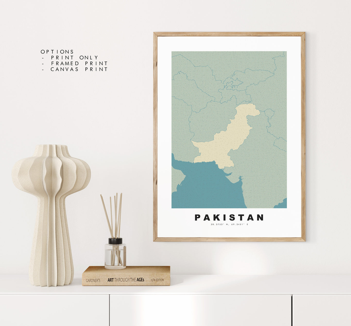 Pakistan Map Print - Personalised Map Gift - Framed or Canvas Options Available - Custom Text Options - Personalised Gift - Asia